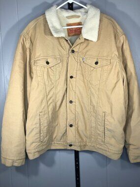 Levi's Trucker Tan Corduroy Sherpa Jacket Fleece Lined Men's XXL Western